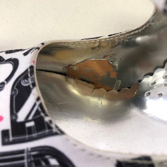 Chocolaticas Lock & Key Black & White Mary Jane Mid Heeled Shoes Size 36 (5.5) - Picture 14 of 16